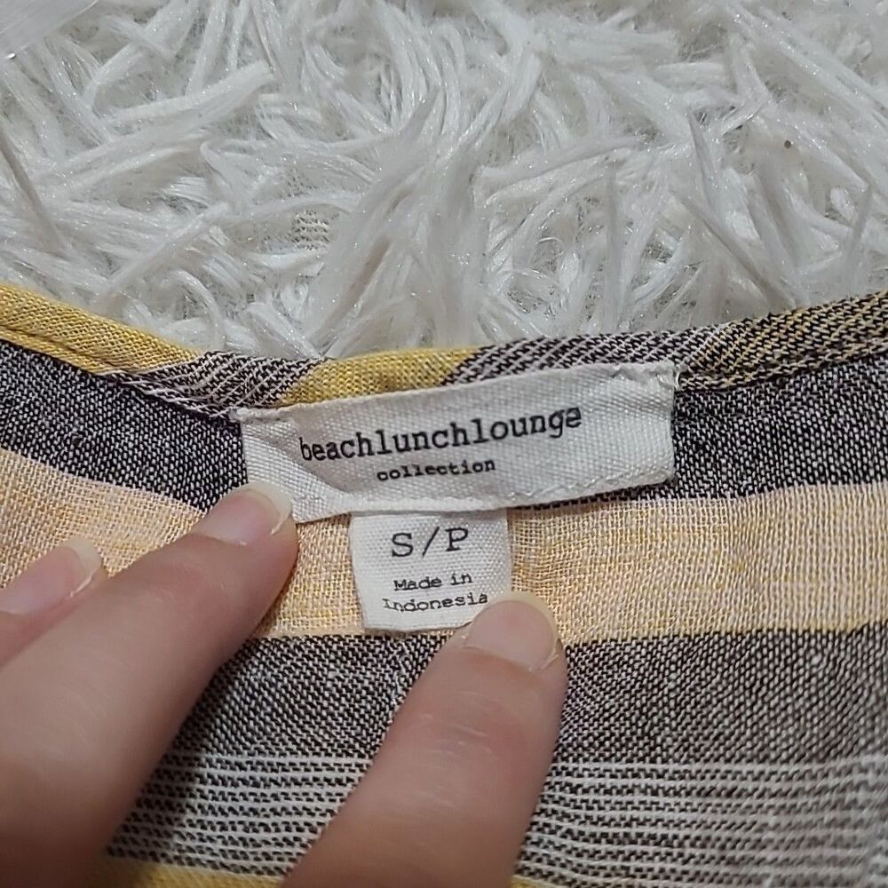 Beach Lunch Lounge Linen Blend Tie Front Top Womens Small Beachy Stripe Boho - Picture 6 of 8